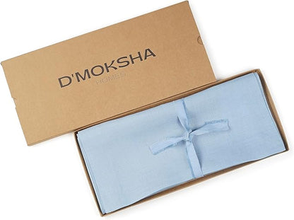 D'Moksha Homes Linen Table Runner 36 Inches - 100% Pure Linen Powder Blue Small Table Runner 14 x 36 Inch for Dresser, Coffee Tables, Winter, Holiday - Machine Washable