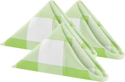 Buffalo Plaid Table Napkins Set of 12 Checkered Cloth Napkins 17x17 inch Washable Dinner Gingham Pattern Napkins Soft Napkins for Wedding Party Dining Banquet(Emerald and White)