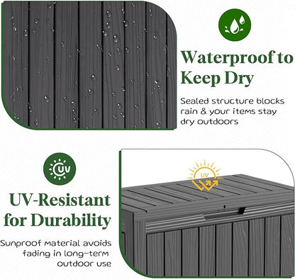 PatioZen 50 Gallon Outdoor Storage Box, Heavy Duty Resin Deck Box Organization - Image 3