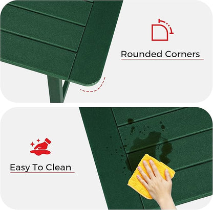 Costaelm Outdoor Bar Table, 42" Counter Height Square Patio Cocktail Bar Table with Umbrella Hole, Patio Bistro Dining Pub Table for Front Porch Deck Backyard Garden, Dark Green