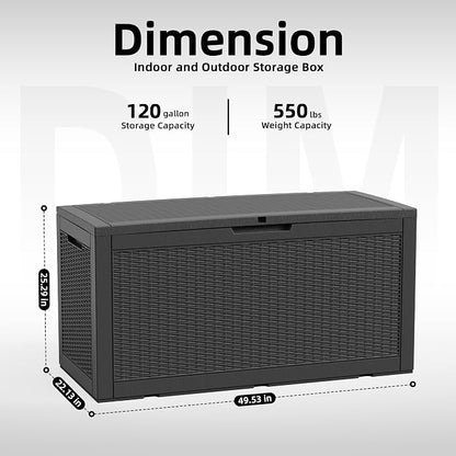 120 Gallon Outdoor Deck Box, Resin Waterproof Storage Box - Image 5