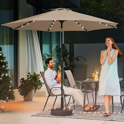 JEAREY 9' Patio Umbrella with Solar Lights, LED Umbrella, Tilt & Crank UV - Image 4