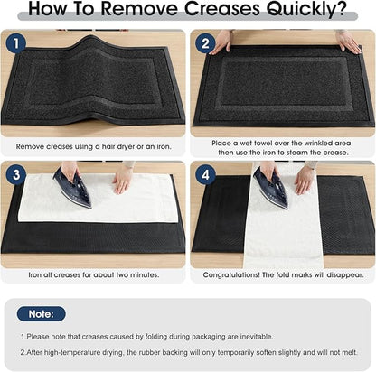 Front Door Mat Outside Entrance Indoor Doormat, 31" x 20" Outdoor Mats for Patio Waterproof, Outdoor Door Mats for Outside Entry, Indoor Rugs for Entryway, Sturdy Natural Rubber Entry Mat, Black