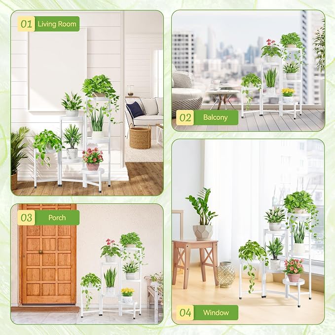 iDavosic.ly Plant Stand Indoor Outdoor, 6 Tier Metal Corner Shelf, Folding - Image 4