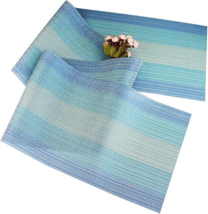PIGCHCY 72 inches Table Runner,Table Centerpiece, Heat Resistant Vinyl Woven Washable Table Mats Sets (Coastal Blue)