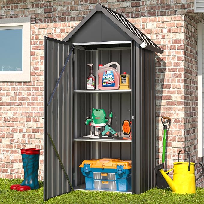 AECOJOY Outdoor Storage Cabinet Waterproof, Vertical Tall Outdoor Storage - Image 8