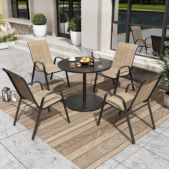 Patio Dining Chairs Set of 4 Outdoor Stackable Dining Chairs - Image 2
