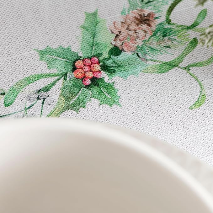 Maison d' Hermine Table Cloth Rectangle Table 100% Cotton 60 x 120 Inches Fall Tablecloth Reusable Everyday Use for Thanksgiving Christmas Decorations Dining Farmhouse Party (Christmas Tradition)