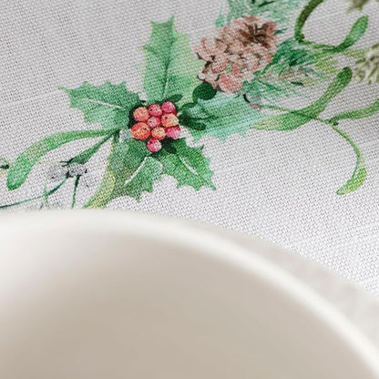 Maison d' Hermine Table Cloth Rectangle Table 100% Cotton 60 x 120 Inches Fall Tablecloth Reusable Everyday Use for Thanksgiving Christmas Decorations Dining Farmhouse Party (Christmas Tradition)