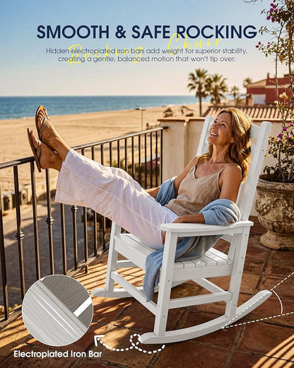 Oversized Outdoor Rocking Chairs Set of 6, HDPE Porch Rocker - Image 9