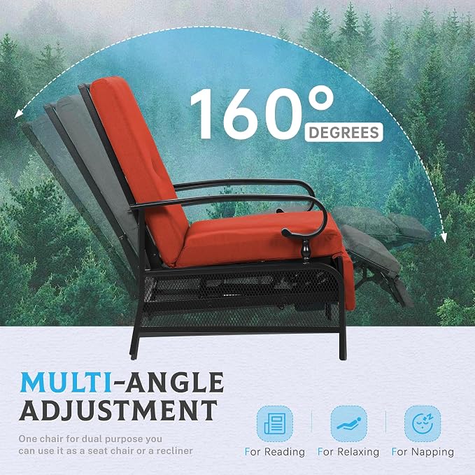Incbruce Outdoor Lounge Chair Patio Furniture Adjustable Recliner - Image 7