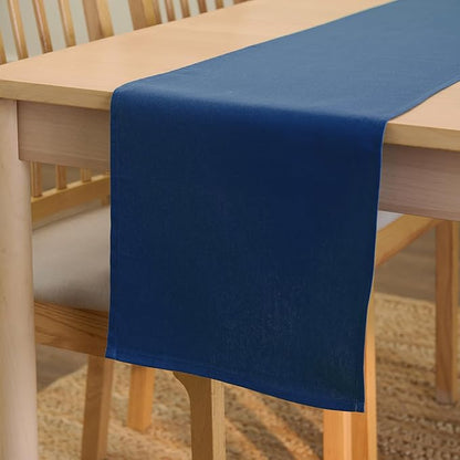 Encasa XO Table Runner 13"x91" Long | Cotton Canvas Fabric | Cobalt Solid Color | Machine Washable & Durable