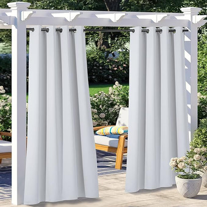 NICETOWN 2 Panels Exterior Greyish White Outdoor Curtains by NICETOWN