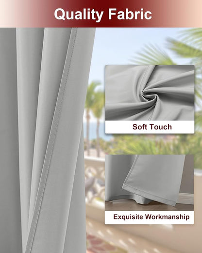 Grommet Outdoor Curtains for Patio Waterproof 8 Pcs 54x120 In Silver Grey | - Image 4