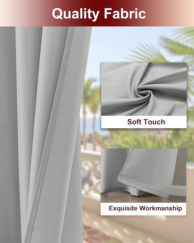 Grommet Outdoor Curtains for Patio Waterproof 8 Pcs 54x84 In Silver Grey | - Image 4