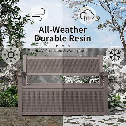 80 Gallon Storage Bench Deck Box Resin Patio Furniture - Image 4