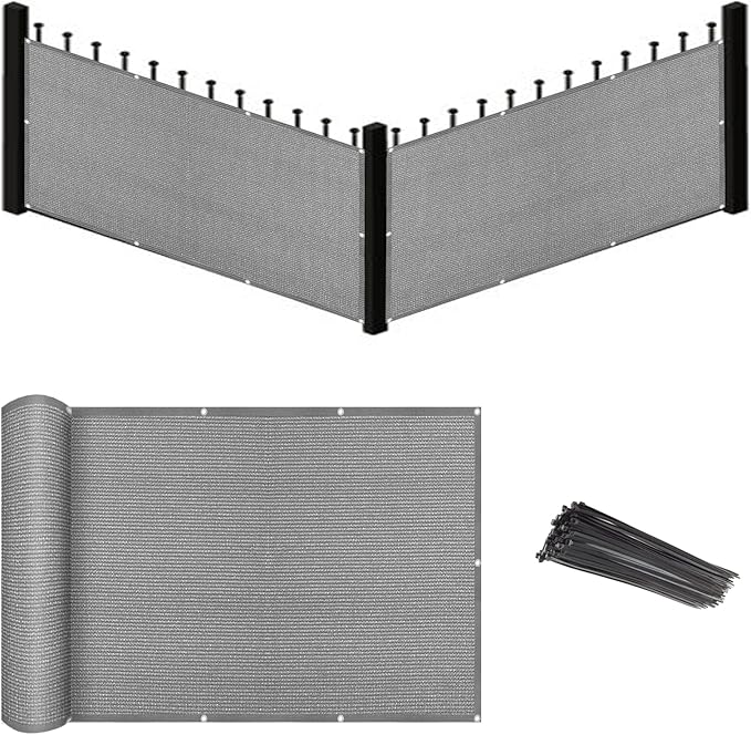 Eden's Decor Balcony Privacy Screen Grey 2'6"x 35' Cover Mesh Windscreen Weather-Resistant UV Protection for Backyard Deck, Patio, Balcony, Pool, Porch, Fence, Railing, Gardening