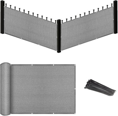 Eden's Decor Balcony Privacy Screen Grey 3'x 17' Cover Mesh Windscreen Weather-Resistant UV Protection for Backyard Deck, Patio, Balcony, Pool, Porch, Fence, Railing, Gardening