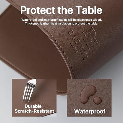 Faux Leather Placemats Set of 12 Vinyl Washable Wipeable Table Mats for Kitchen Dining Table Heat Resistant Waterproof Modern Indoor/Outdoor Placemats Non-Slip Easy Clean Place Mats (Chocolat)