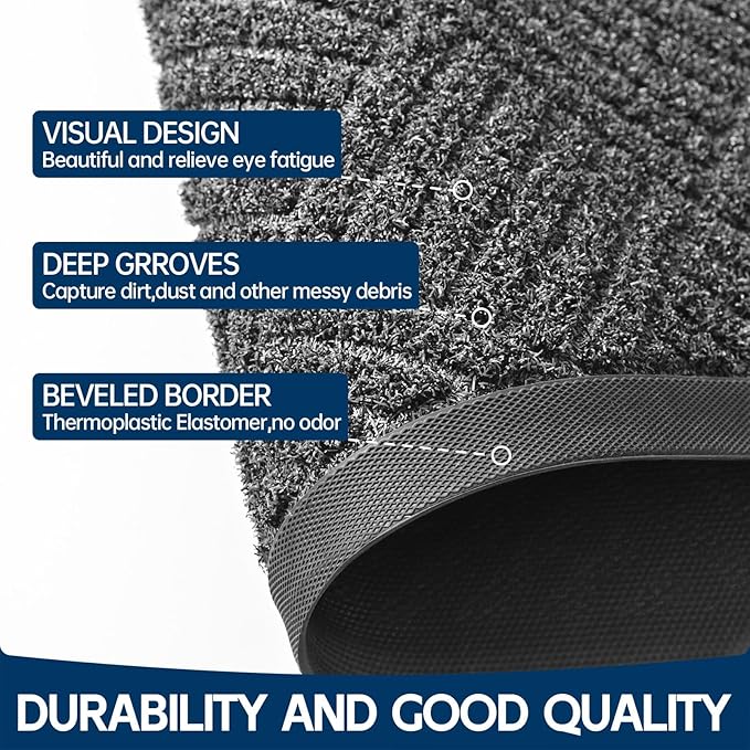 Front Door Mat Outside Entrance, 6' x 3' Heavy Duty Indoor Outdoor Door Mats for Entryway, Trap Dirt Outdoor Doormat Low Profile, Non Slip Welcome Mats for Front Door, Artificial Grass