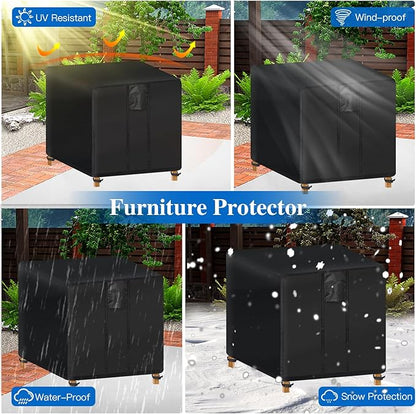 Fire Pit Cover Square- Waterproof Firepit Covers Square (32L x 32W x 24H inches, Black) Outdoor Fireplace Cover Weatherproof and Non Fading