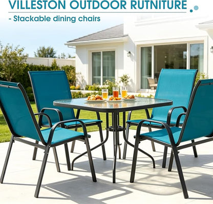 24.4" Wide Outdoor Patio Stackable Chairs Set of 4, Outside Furniture - Image 9