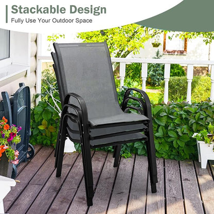 GIANTEX Patio Chairs Set of 4, Stackable Outdoor Dining Chairs - Image 4