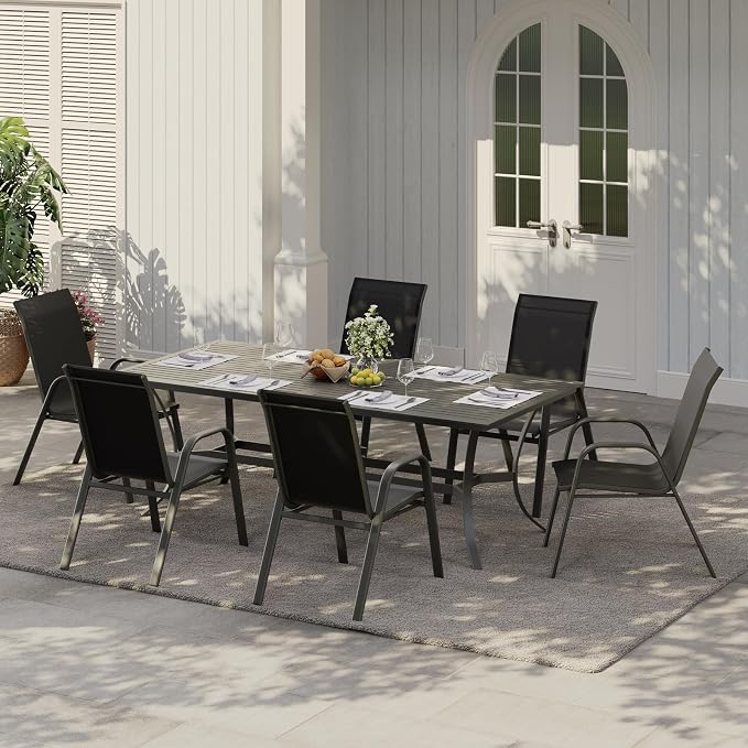 Patio Chairs Set of 6, Stackable Chairs - Image 2