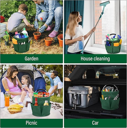 Multifunctional Folding Basket with Handles: Portable Picnic Baskets, Outdoor Beach Baskets, Garden Picking Baskets, Gift Baskets, Collapsible Bathroom Storage Baskets (Green)