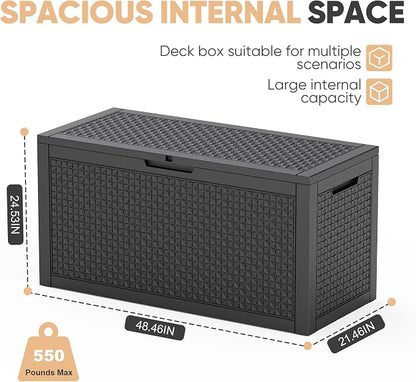 110 Gal Waterproof Outdoor Storage Box UV Resistant Deck Box | Extra-large - Image 3