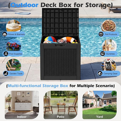 Outdoor Storage Box, 30 Gallon Resin Deck Boxes Outdoor Waterproof - Image 3