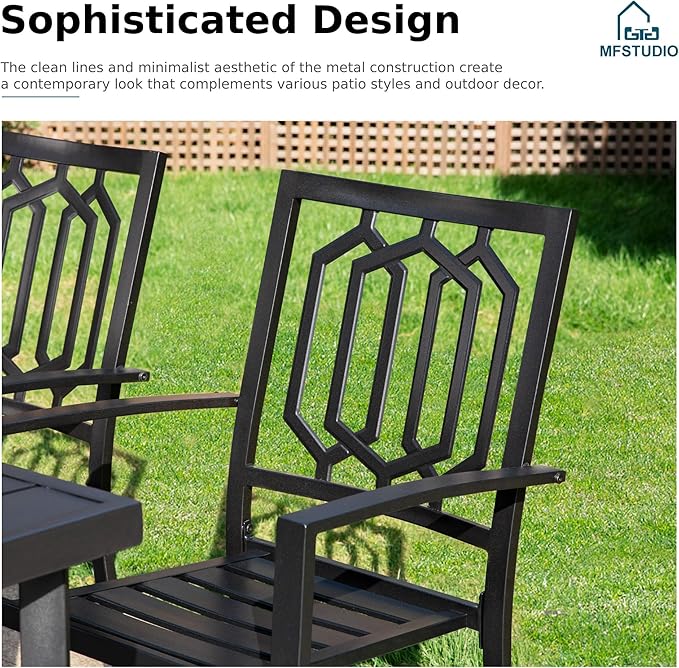MFSTUDIO Patio Dining Set for 8, 9 Piece Outdoor Dining Set, Metal Patio Table and Chairs Set with Umbrella Hole, Outdoor Patio Furniture Set for Deck Backyard Poolside Garden