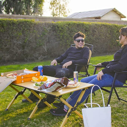 Folding Camping Table, Lightweight Roll-Up Table Aluminum Low Portable Picnic Table with Carrying Bag for Outdoor, Beach, Picnic, Backyards, BBQ and Party, 45.2''D x 23.6''W x 17.3''H