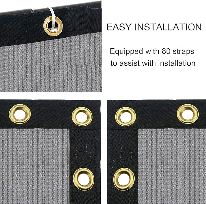 Sunnyglade 6 feet x 50 feet Privacy Screen Fence Heavy Duty Fencing Mesh Shade Net Cover for Wall Garden Yard Backyard (Grey, 6 ft X 50 ft)