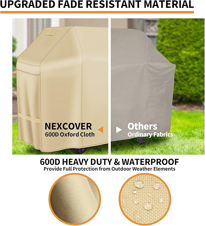 NEXCOVER Barbecue Gas Grill Cover - 55 Inch Waterproof BBQ Cover, Outdoor Heavy Duty Grill Cover, Fade & Weather Resistant Upgraded Material, Barbecue Cover for Weber, Brinkmann, Char Broil and More