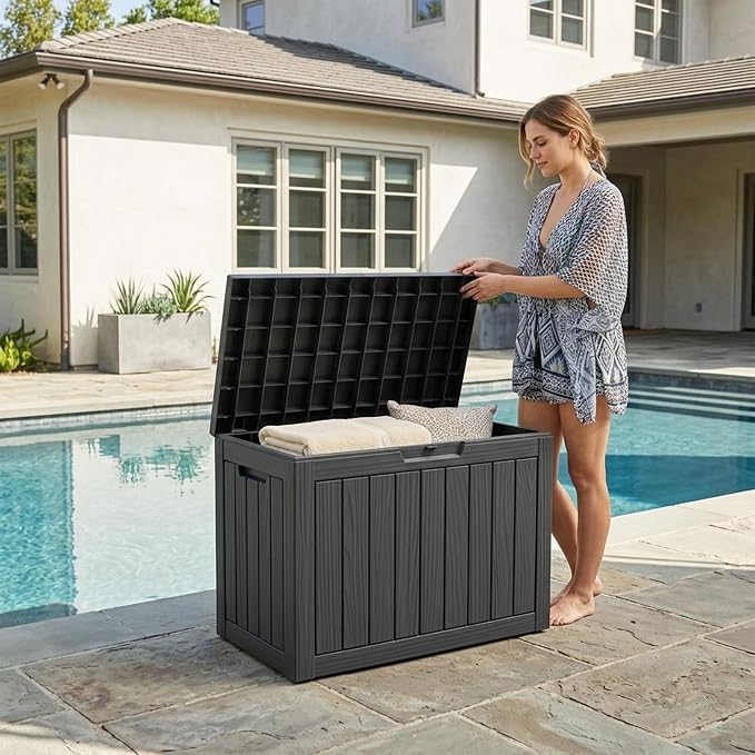 Outdoor Storage Box, 50 Gallon Waterproof Deck Box, Snap-Together Storage Bin - Image 9
