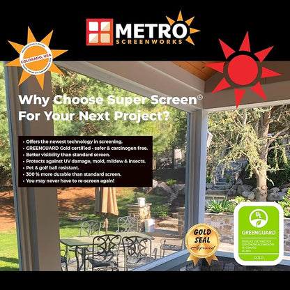 Pet & Weather Resistant Insect Screen - 17/14 Super Screen (72 in x 100 ft) - Mesh Screen for Patio Porch Pool Cage & Lanai - Replacement Screen Roll, Black - Dog & Cat Proof Screens for Windows