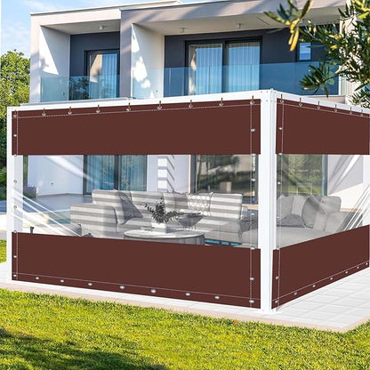 FoundGo 8'H x 15'W Vinyl Curtains for Patio 19oz, Outdoor Clear Vinyl Patio Enclosure,Heavy Duty Clear Tarp Waterproof Vinyl Tarps with Grommets for Pergola, Balcony,Porch,Gazebos，-4℉ Cold Resistant