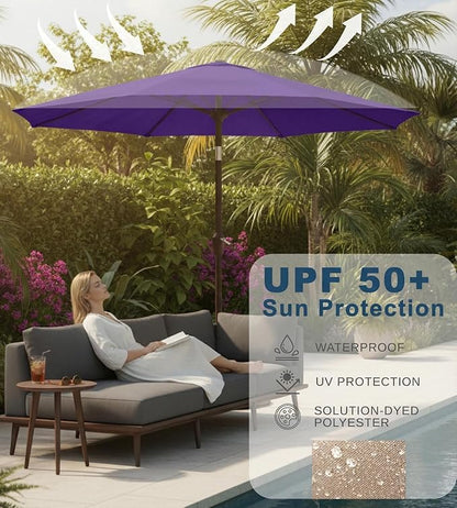 9FT Auto-Tilt Patio Umbrella|Outdoor Market Table Umbrella - Image 5