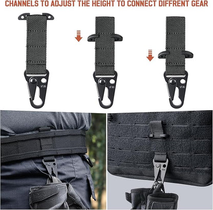 LIVANS Molle Belt Clip Key Holder Tactical Battle Belt Plate Carrier Vest Attachment Clip for Hanging Keys or Gloves, Universal Fit Molle Accessories Clip |T-Mount Clash Hook, Include Z-Buckle