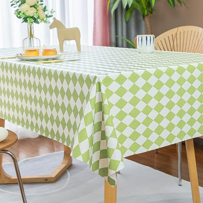 Rectangle Table Cloth,100% Waterproof Tablecloth Oil Proof Spill Proof Vinyl Table Cloth, Wipe Clean Plastic Table Cover for Dining, Camping, Indoor and Outdoor 54" x 120",Light Green