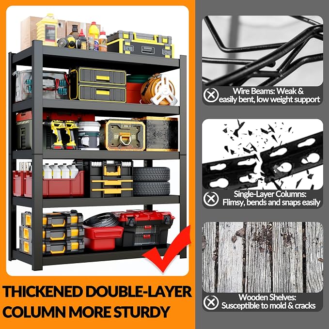 Metal Garage Storage Shelves Heavy Duty Shelving Unit 5 Tier Steel Adjustable - Image 6
