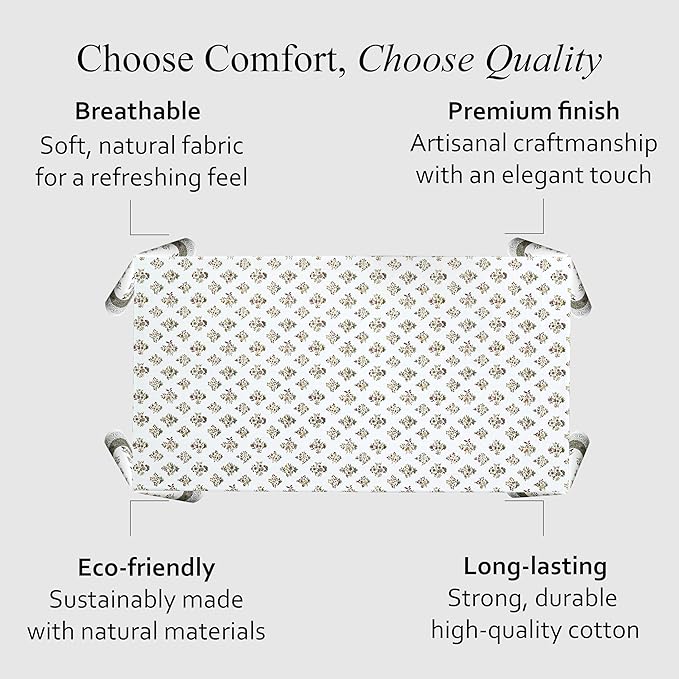 CPC Tablecloth 100% Cotton 60x60 Inch Indian Block Print Square Table Cover, Table Cloth for Weddings, Spring/Summer, Barbeque - Forest Green