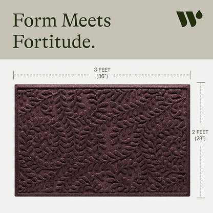 WaterHog Indoor/Outdoor Door Mat, 2' x 3', Made in USA, Durable & Skid-Resistant Front Door Rug, Decorative, Water-Trapping & Heavy-Duty Entryway Floor Mat for Your Home, Boxwood Collection, Bordeaux