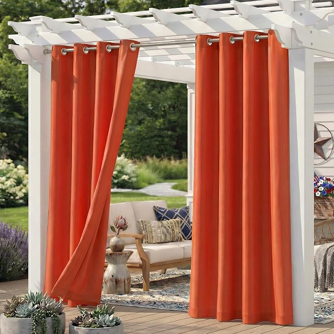Set of 4 Outdoor Curtains for Patio Waterproof, Breathable Grommet Panels for by Sunshelf