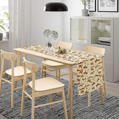 Western Cowboy Table Runner,Vintage Farmhouse Country Cowboy Horse Cactus Desert Print Table Runner for Kitchen Dining Table Holiday Home Party Decor 13x60in