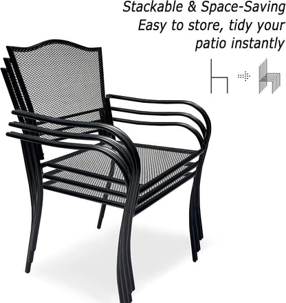 Patio Dining Chairs Set of 2, Metal Mesh Patio Furniture Set - Image 4