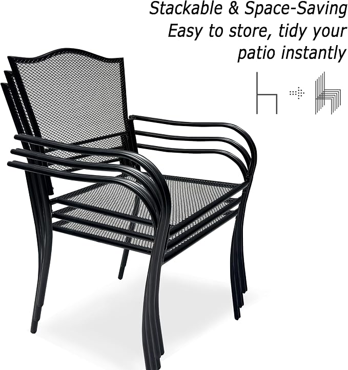 Patio Dining Chairs Set of 8, Metal Mesh Patio Furniture Set - Image 4