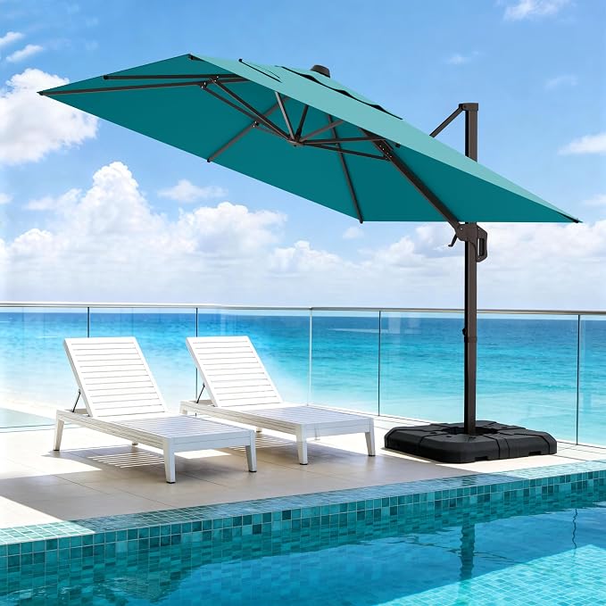 10' X 10' Patio Umbrella Cantilever Outdoor Rectangle Umbrella, Heavy Duty - Image 8