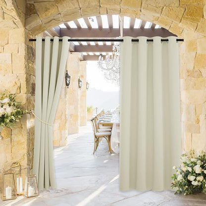 RYB HOME Outdoor Curtains for Patio Deck, Waterproof & Block Sunlight | Thermal by RYBHOME